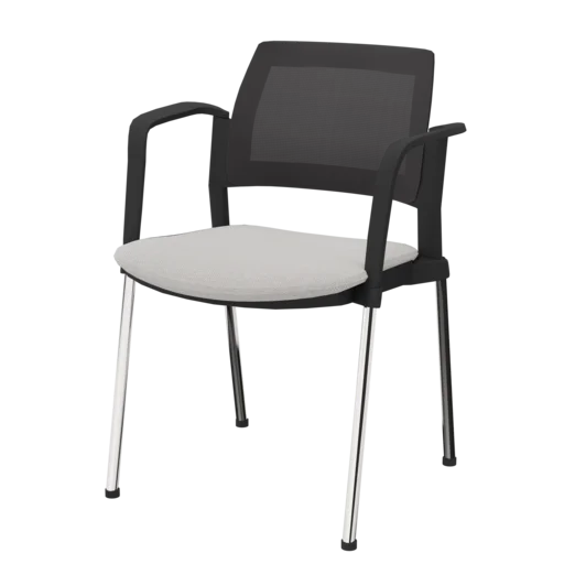 Cantilever conference chair with mesh backrest