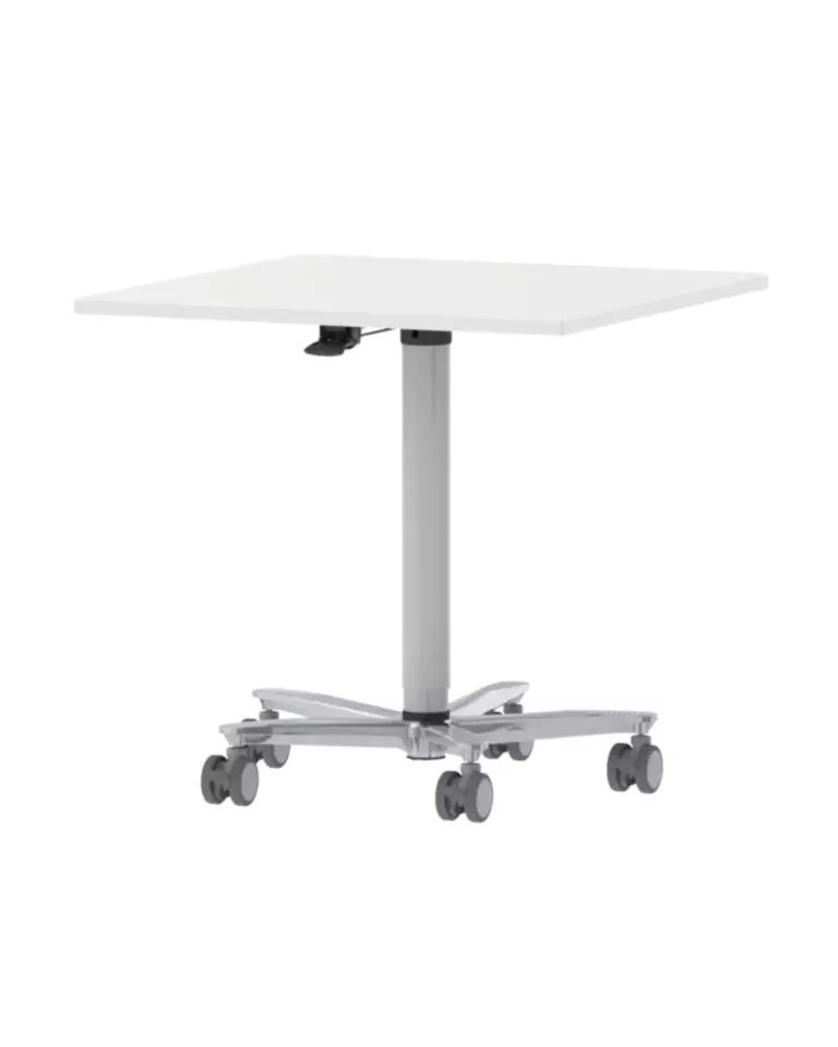 Mono column table, height adjustable