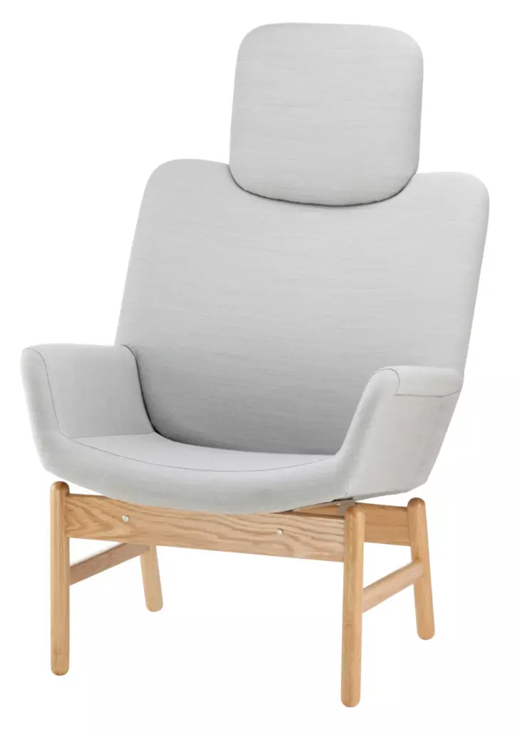MODERNO WOOD armchair with headrest, wood frame