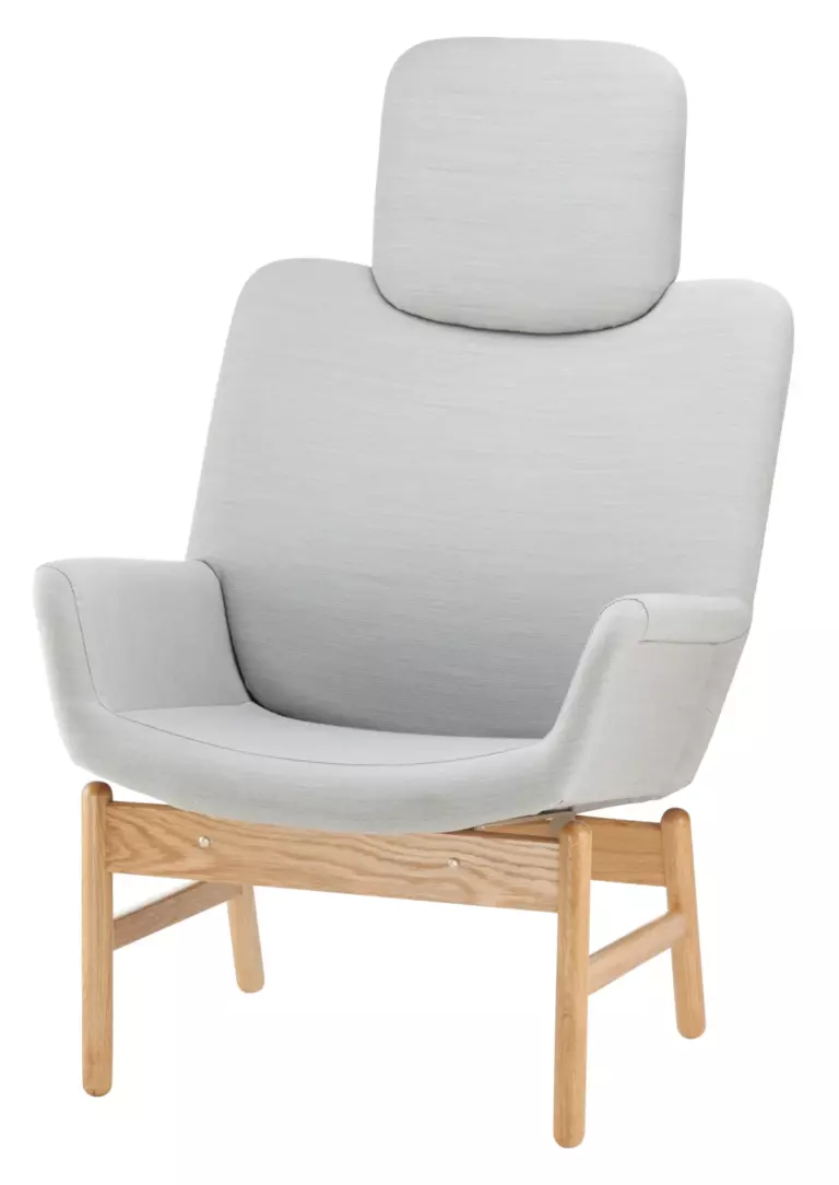 MODERNO WOOD armchair with headrest, wood frame